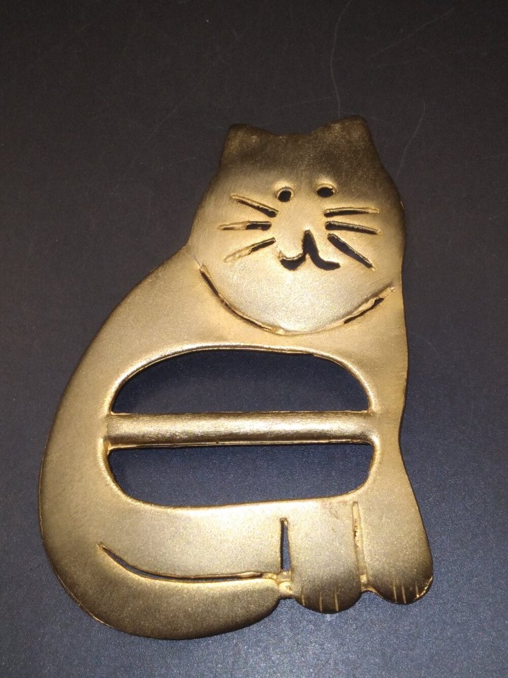Vintage Gold Tone Cat Belt Buckle Ultra Craft with pat. #